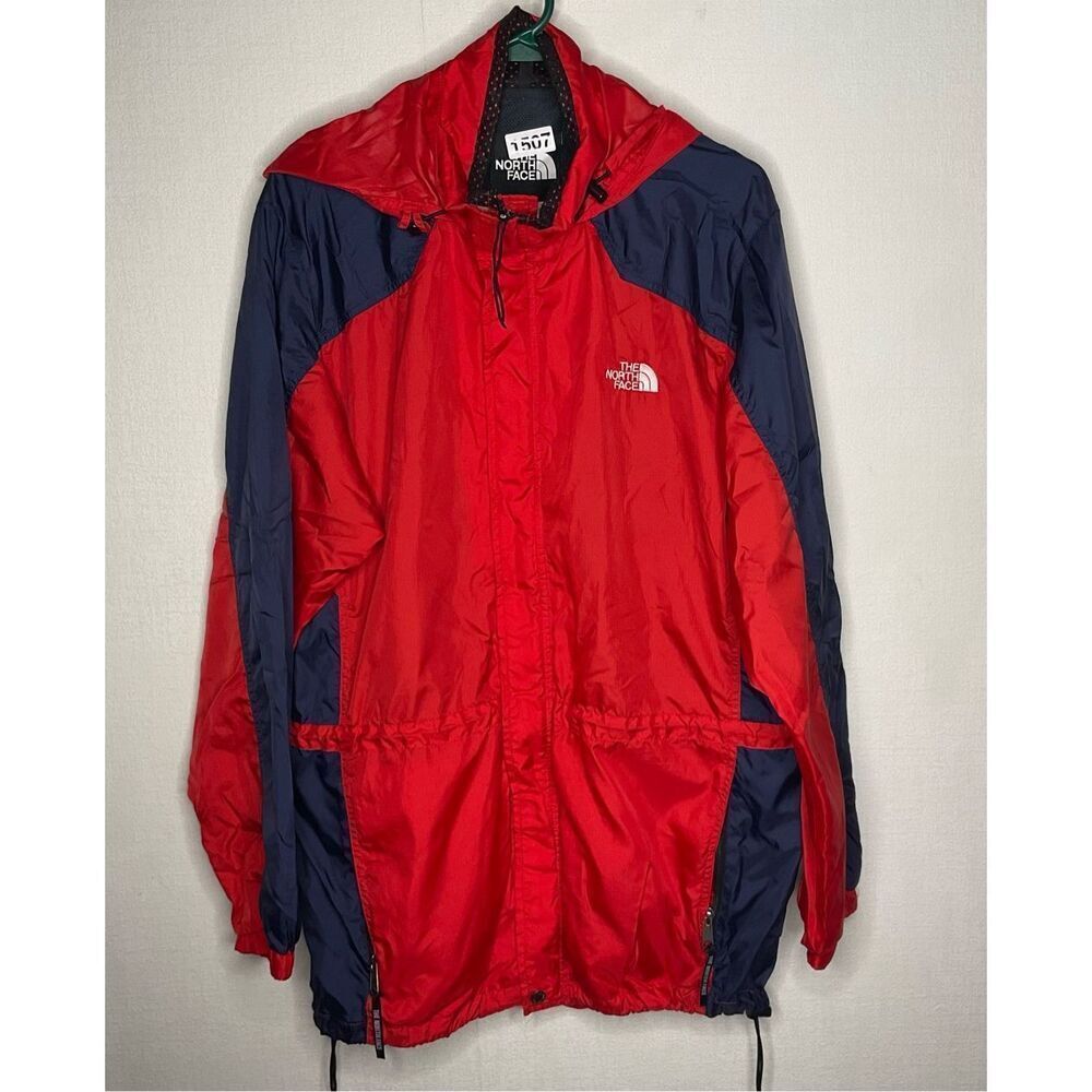 Vintage The North Face Men's Large Hydrenaline Wind Rain Jacket Red Blue Hood